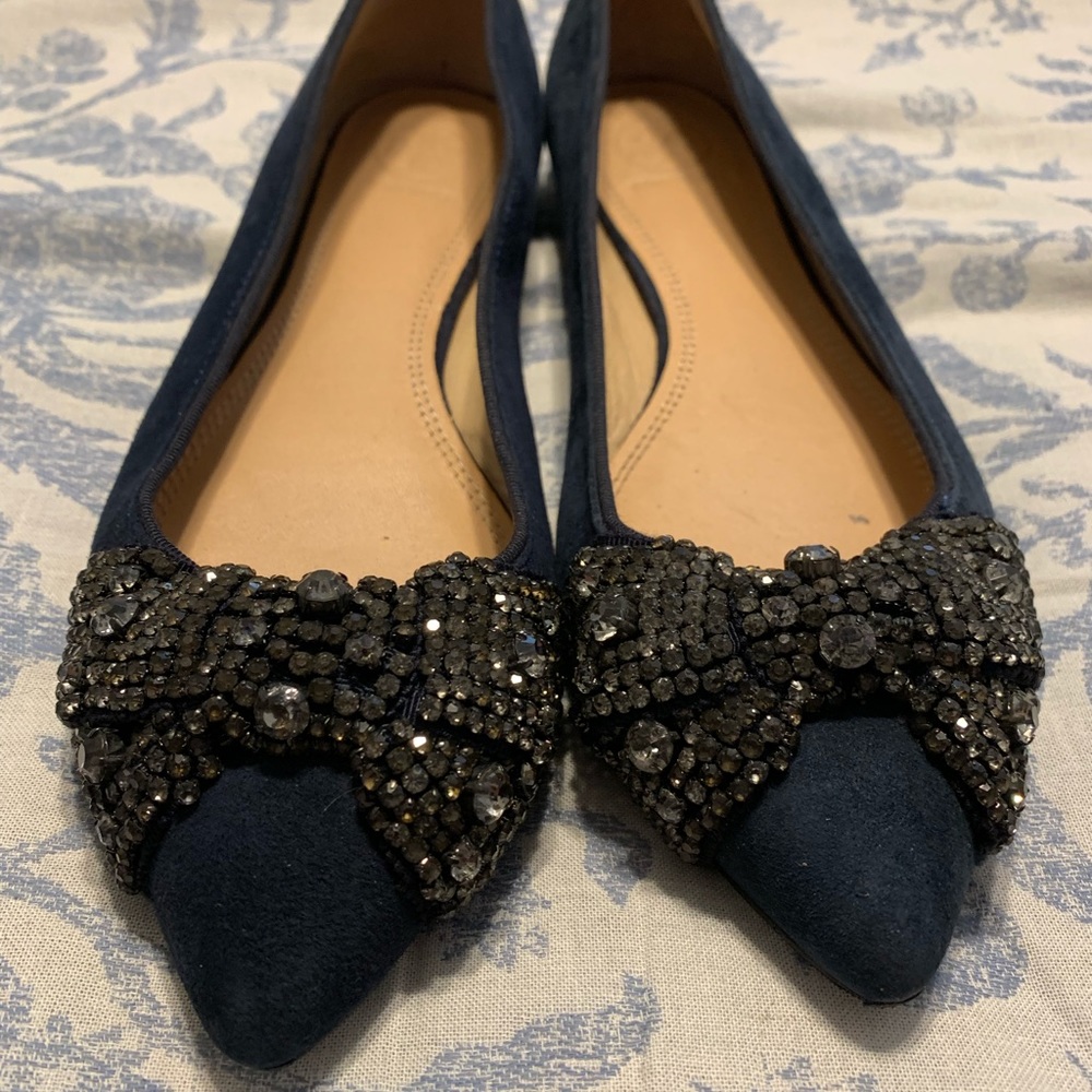 Tory Burch embellished pointy suede flats